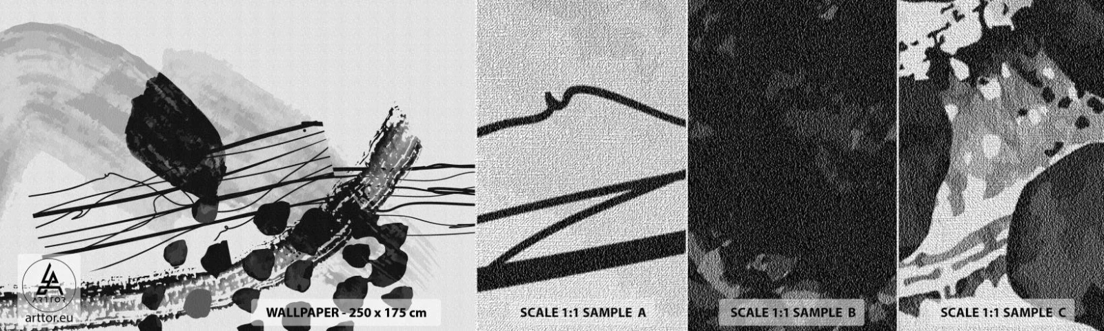 Provbit av fototapet Premium Canvas - Svartvit organisk abstraktion - Abstraktion, Modern, Bit - 100x30 cm