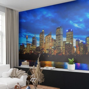 Fototapet Premium Canvas - Ljusens och färgernas natt - Stad, Sydney, Arkitektur - 300x210 cm