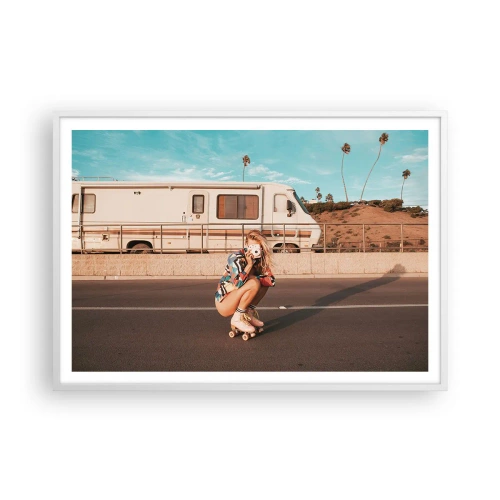 Affisch i vit ram - Ett leende, tack! - 100x70 cm