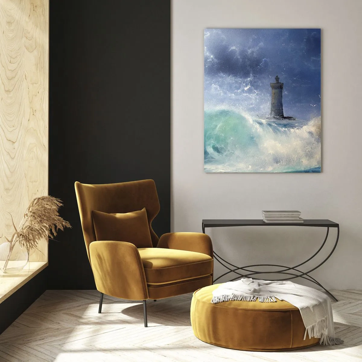 Glastavla - Bild på glas - På vakt mot elementen - 50x70 cm