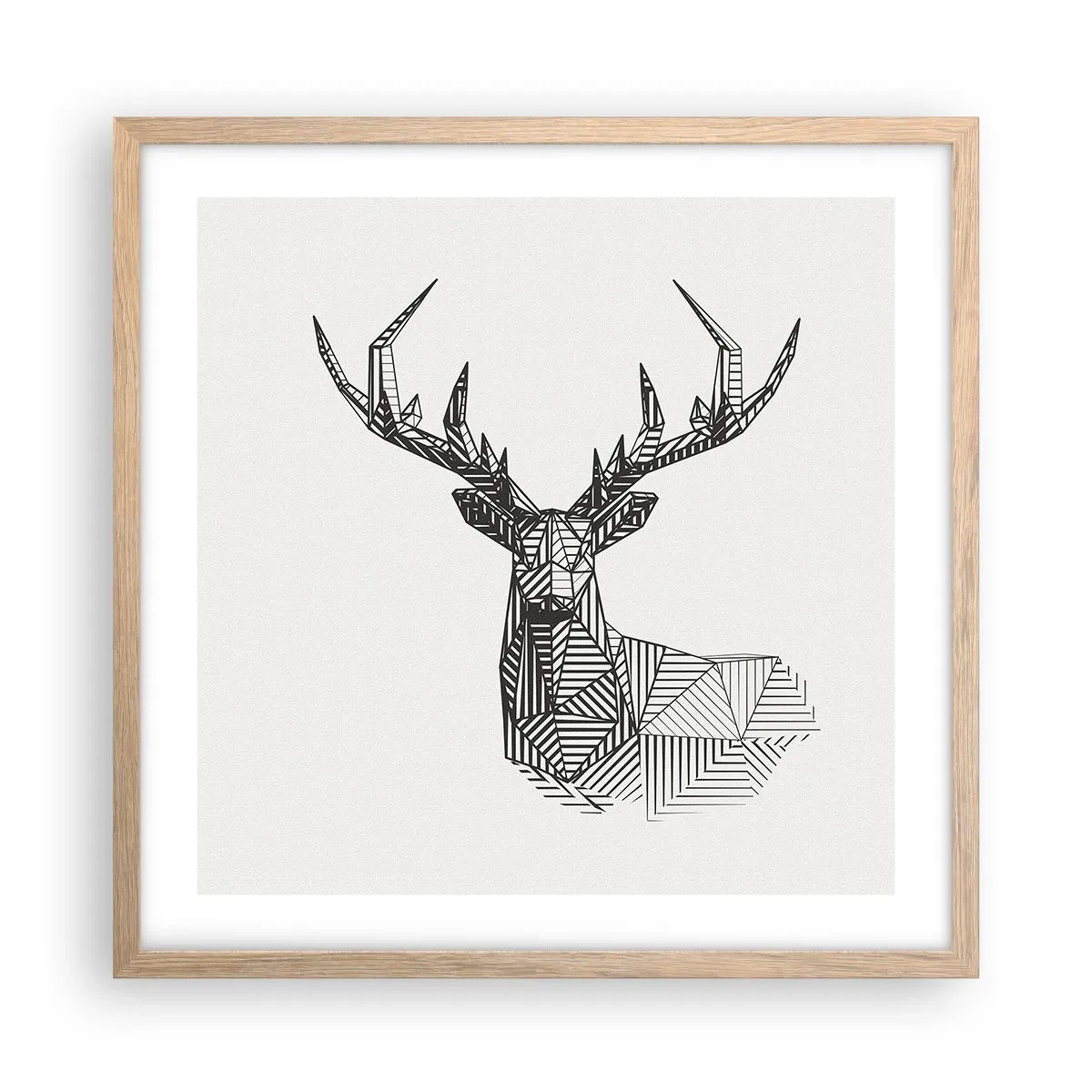Affisch i ram av ljusek - Hjort i kubistisk stil - 50x50 cm