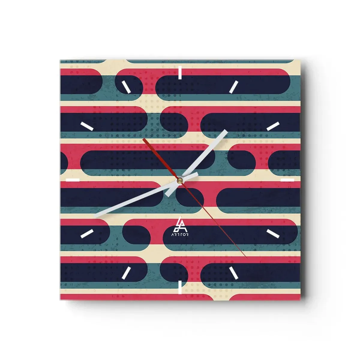 Väggklocka - Klocka på glas - In och framåt - 30x30 cm
