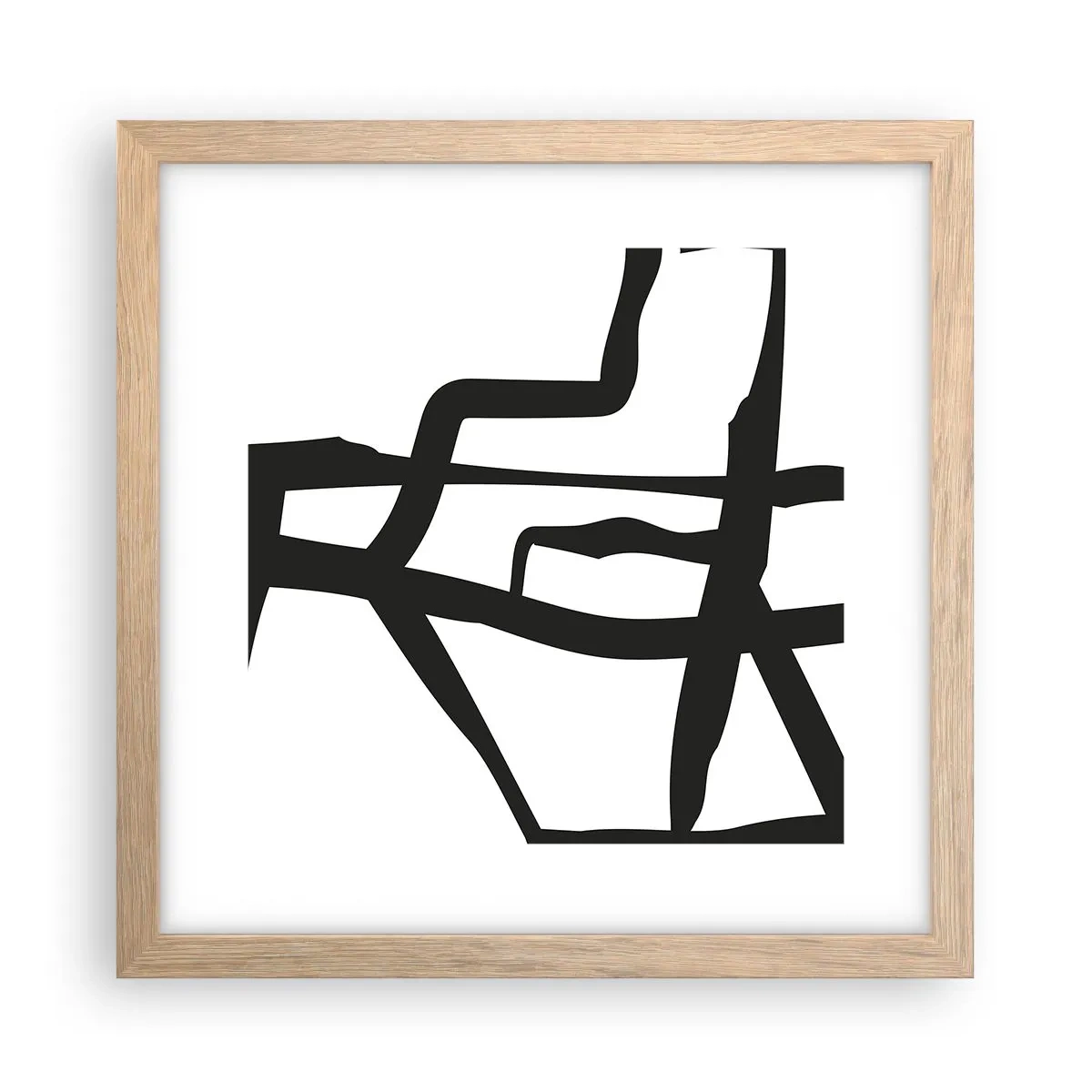 Affisch i ram av ljusek - Svartvit konstruktion - 30x30 cm