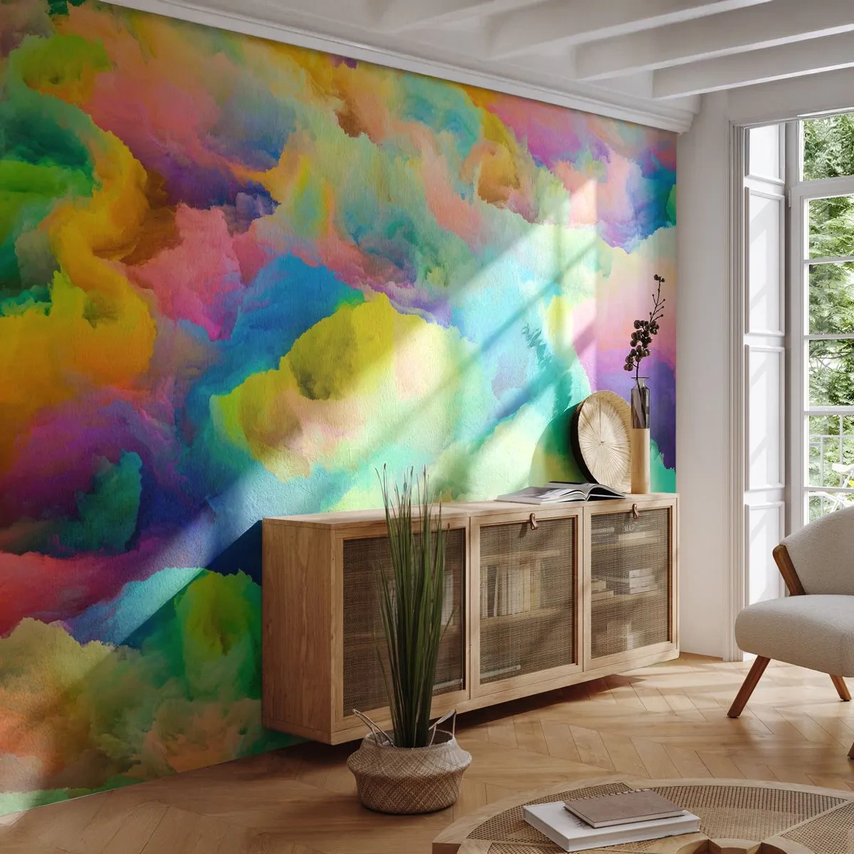 Fototapet Premium Sand - Regnbågsdun - Abstraktion, Bit, Pastell färger - 500x350 cm