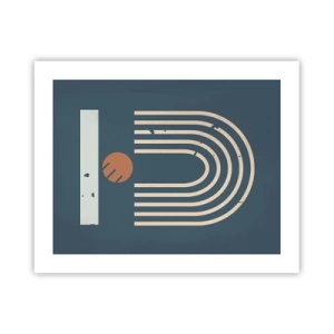 Affisch - Geometri mot mörkblå bakgrund - 50x40 cm