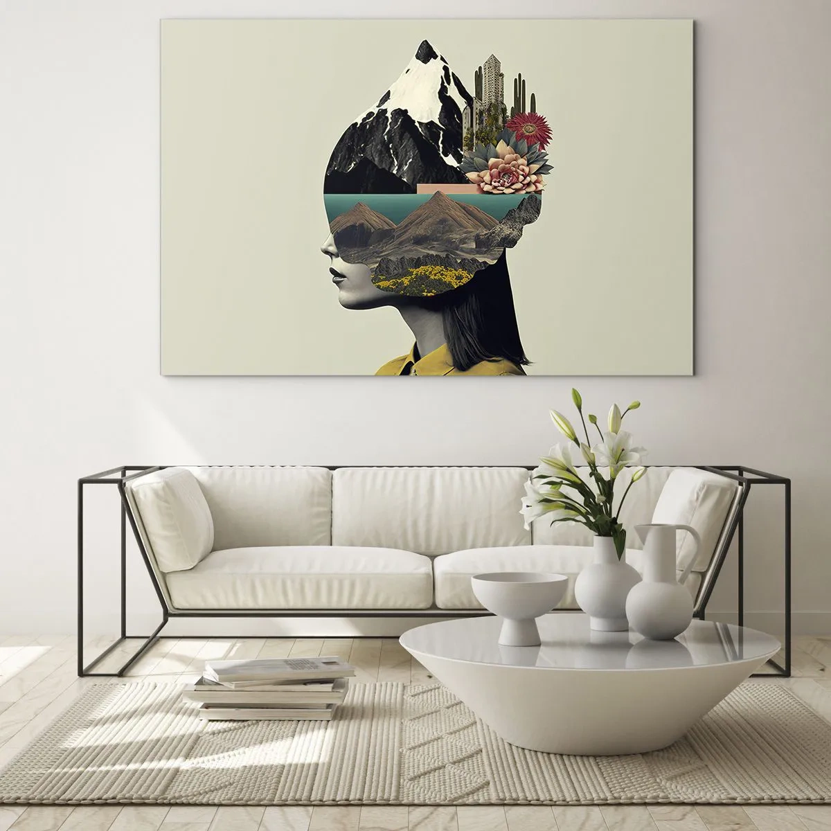 Glastavla - Bild på glas - Kvinnan - alltid ett mysterium - 100x70 cm