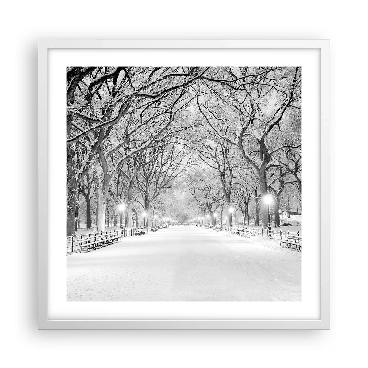 Affisch i vit ram - De fyra årstiderna - vinter - 50x50 cm