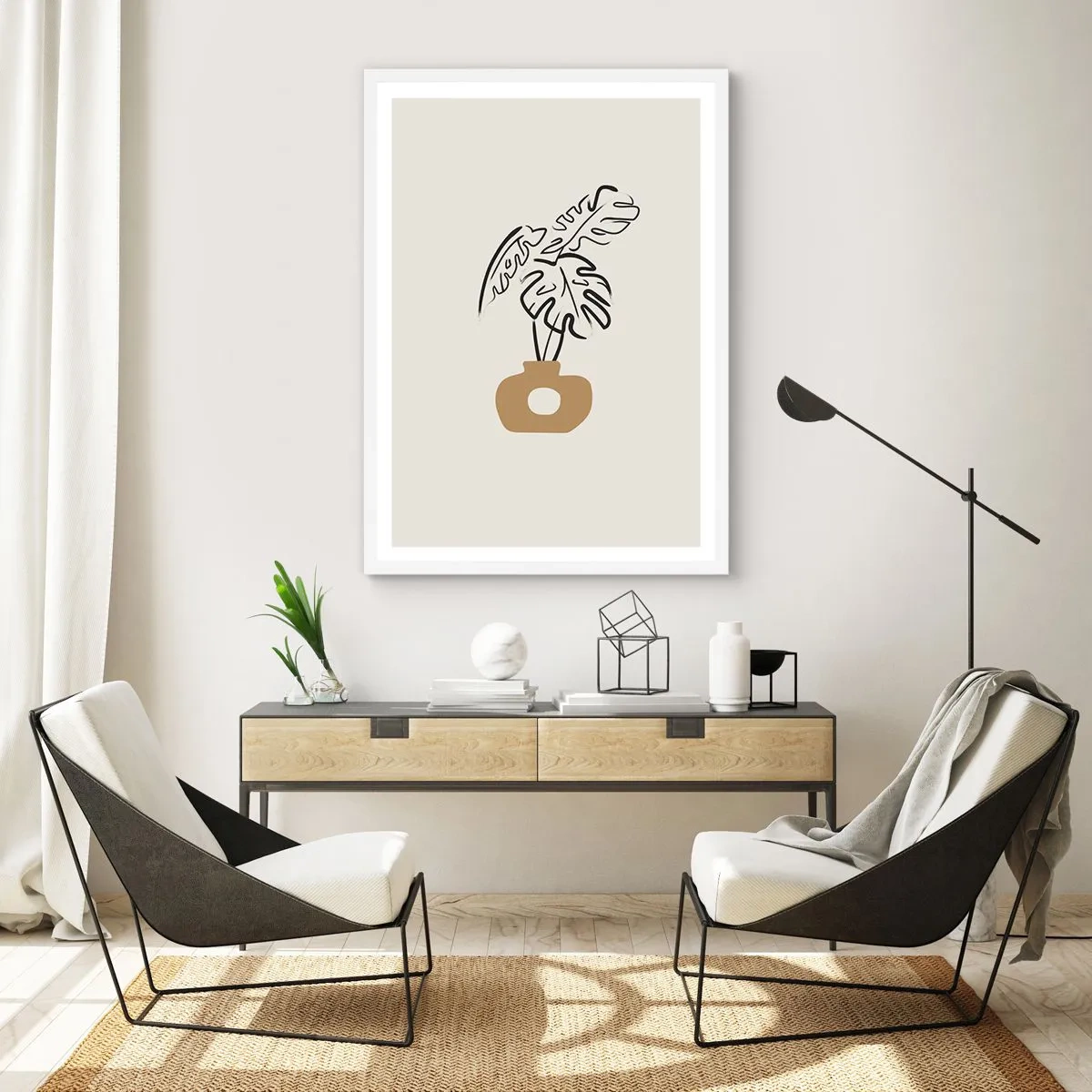 Affisch i vit ram - Monstera -husdekoration - 50x70 cm