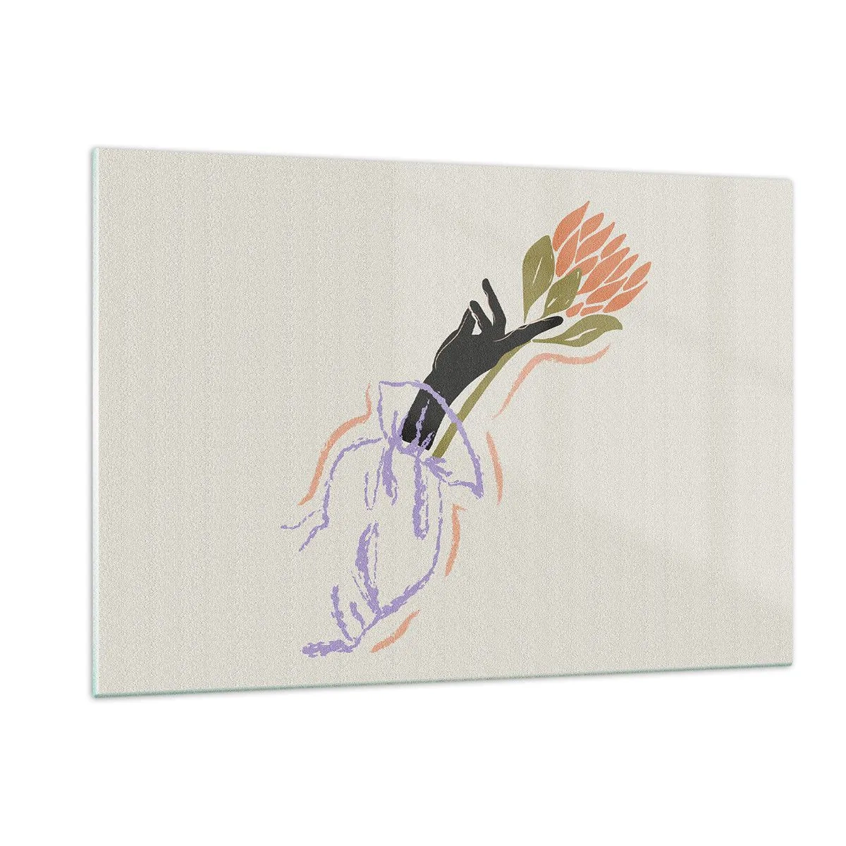 Glastavla - Bild på glas - En systerlig beröring - 120x80 cm