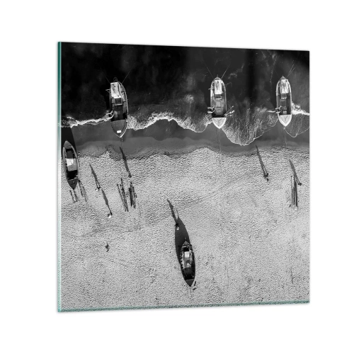 Glastavla - Bild på glas - Fortfarande på stranden... - 60x60 cm