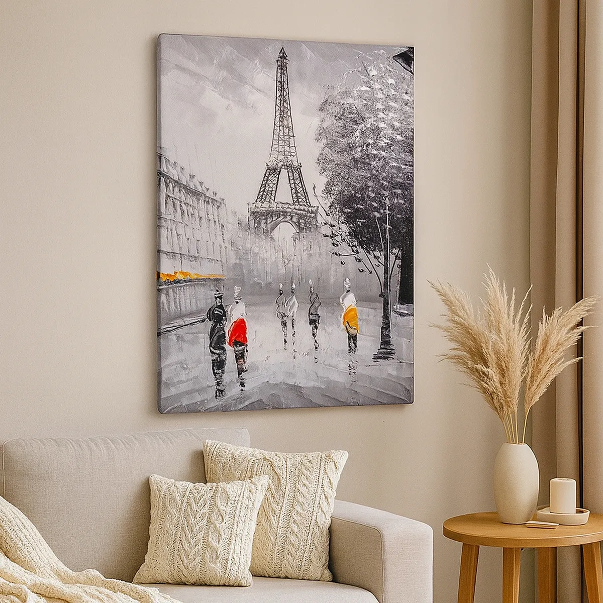 Canvastavla - Bild på duk - Promenad i Paris - 50x70 cm