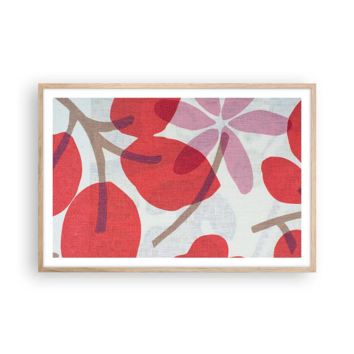 Affisch i ram av ljusek - Blomsterkomposition i rosa - 91x61 cm
