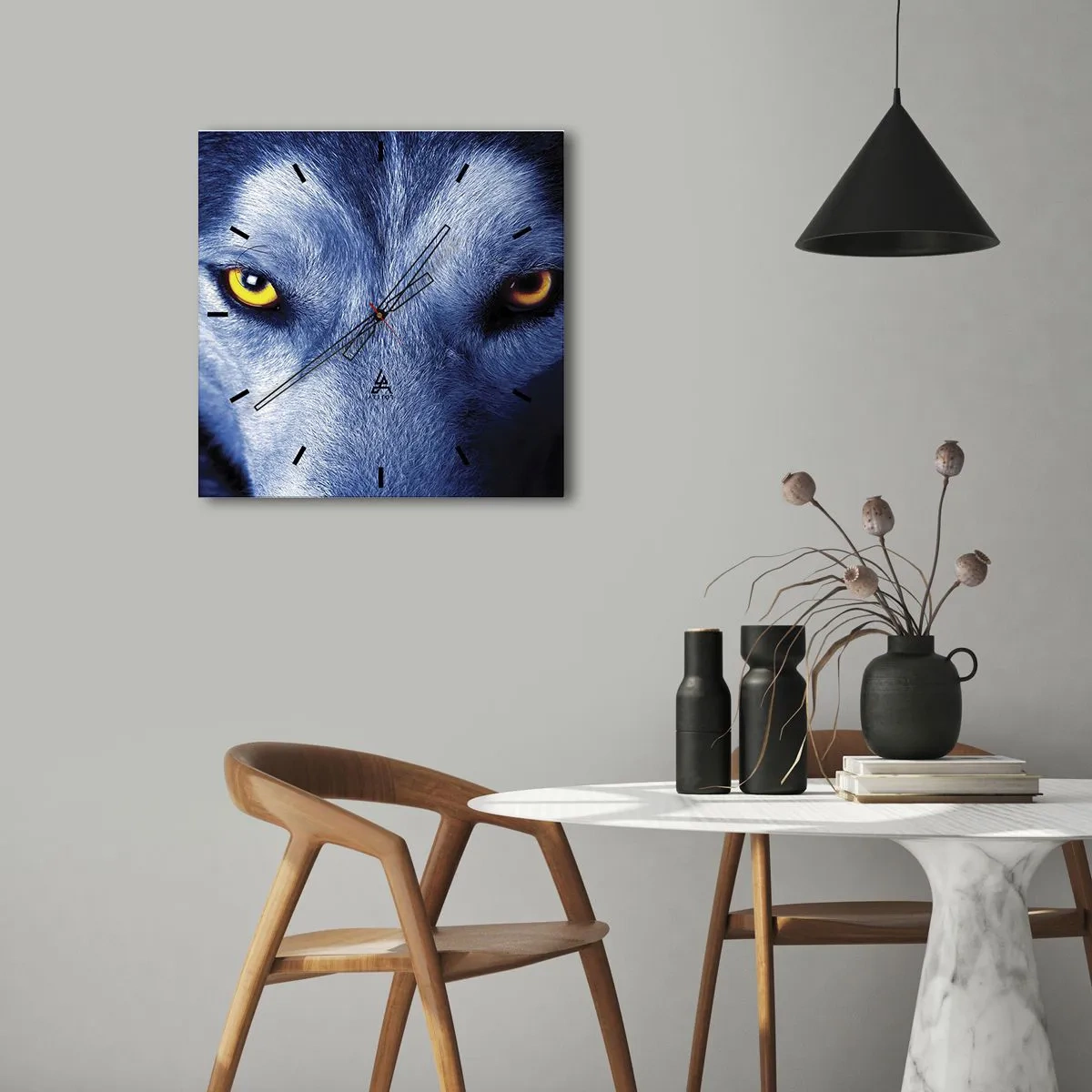 Väggklocka - Klocka på glas - Hypnotiserade titt - 30x30 cm