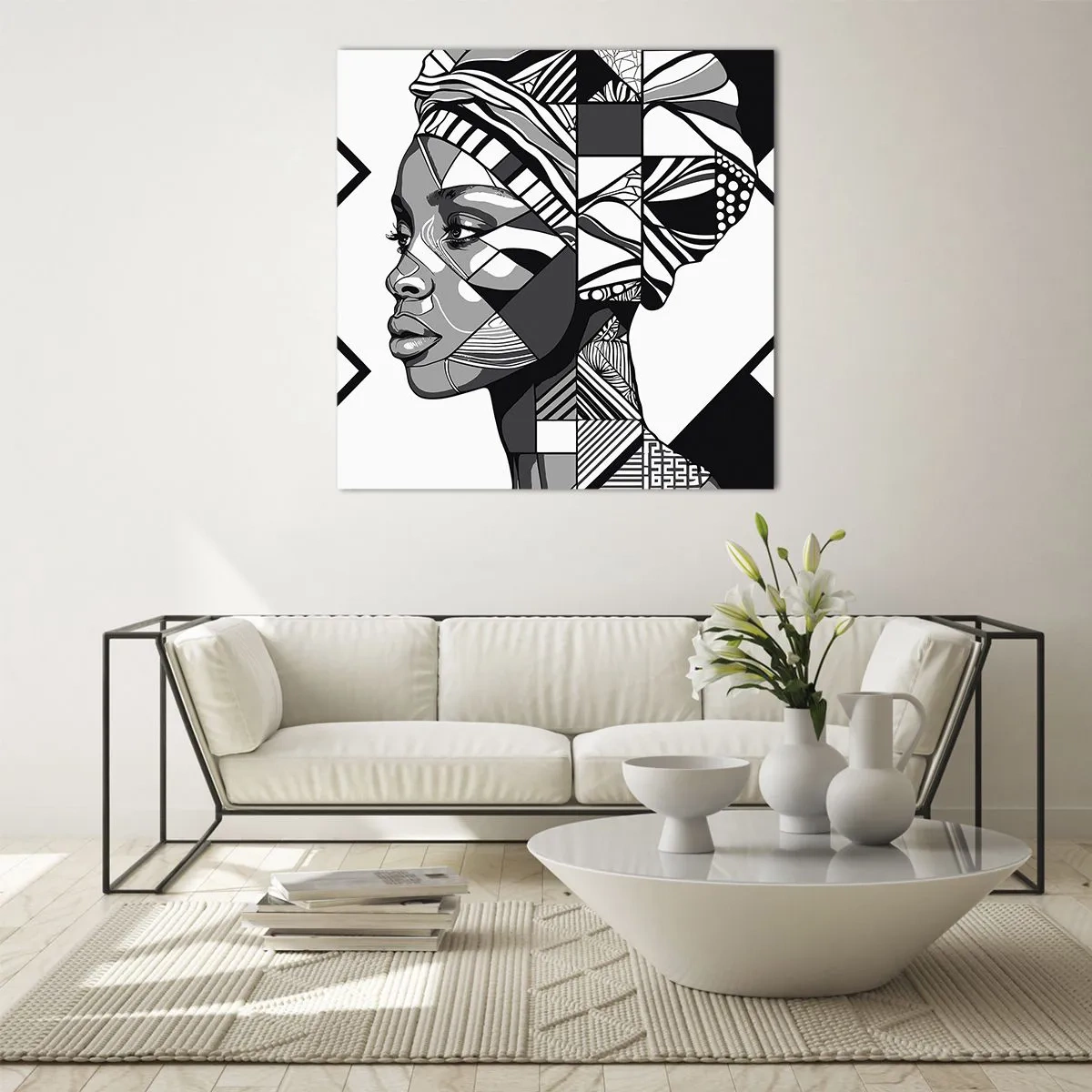 Glastavla - Bild på glas - Etniskt porträtt - 40x40 cm