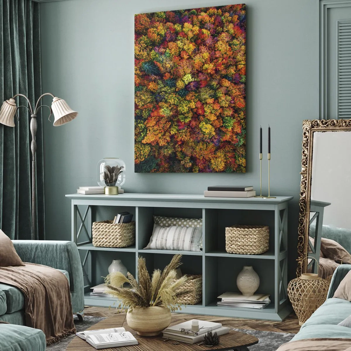 Canvastavla - Bild på duk - Höstträdens bukett - 55x100 cm