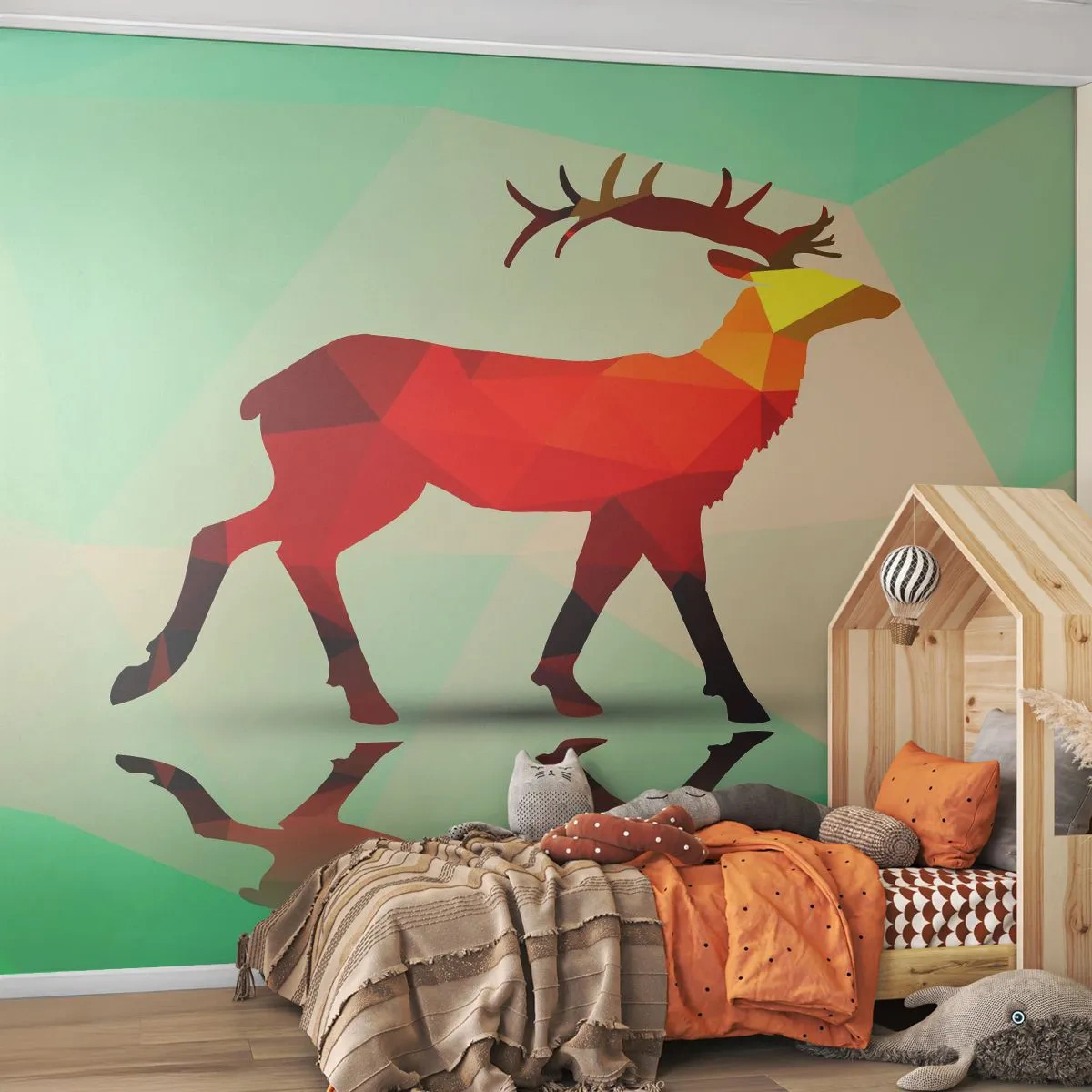 Fototapet Premium Sand - Geometrisk hjort - Djur, Rådjur, Geometrisk figur - 100x70 cm