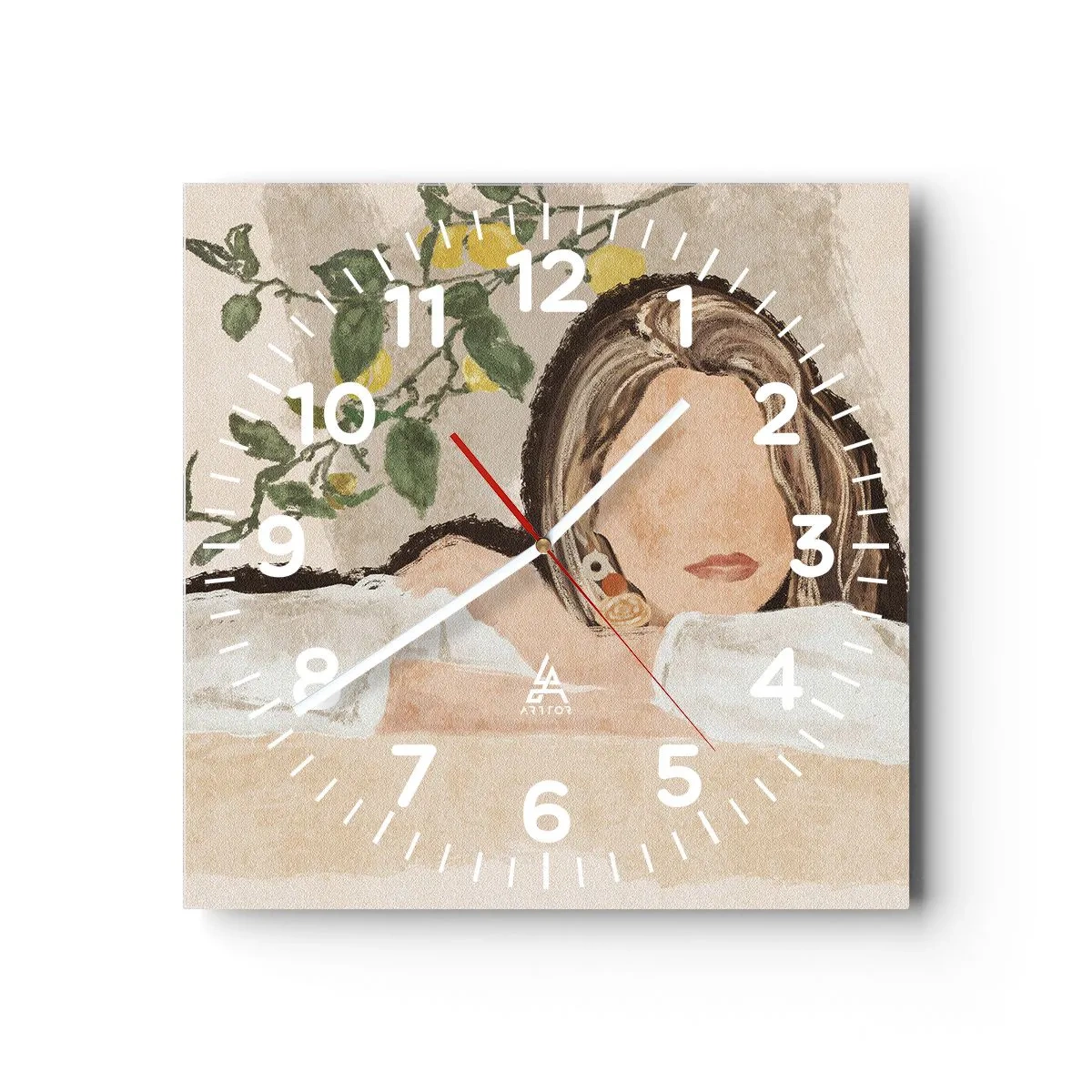 Väggklocka - Klocka på glas - Sydlig skönhet - 30x30 cm