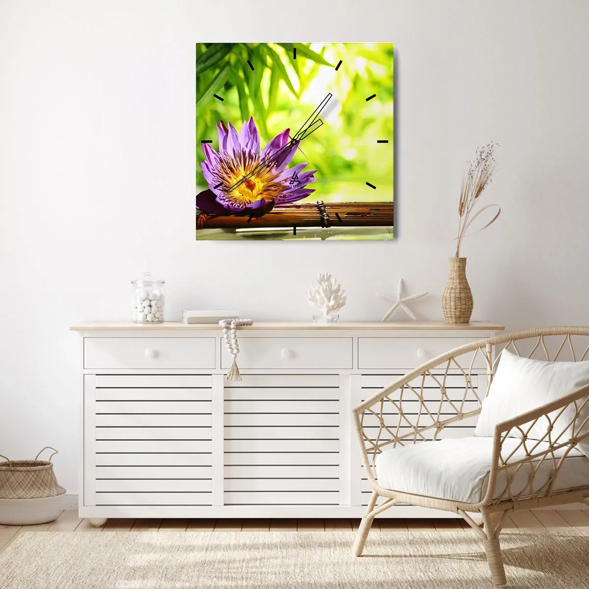 Väggklocka - Klocka på glas - I asiatisk sol - 30x30 cm