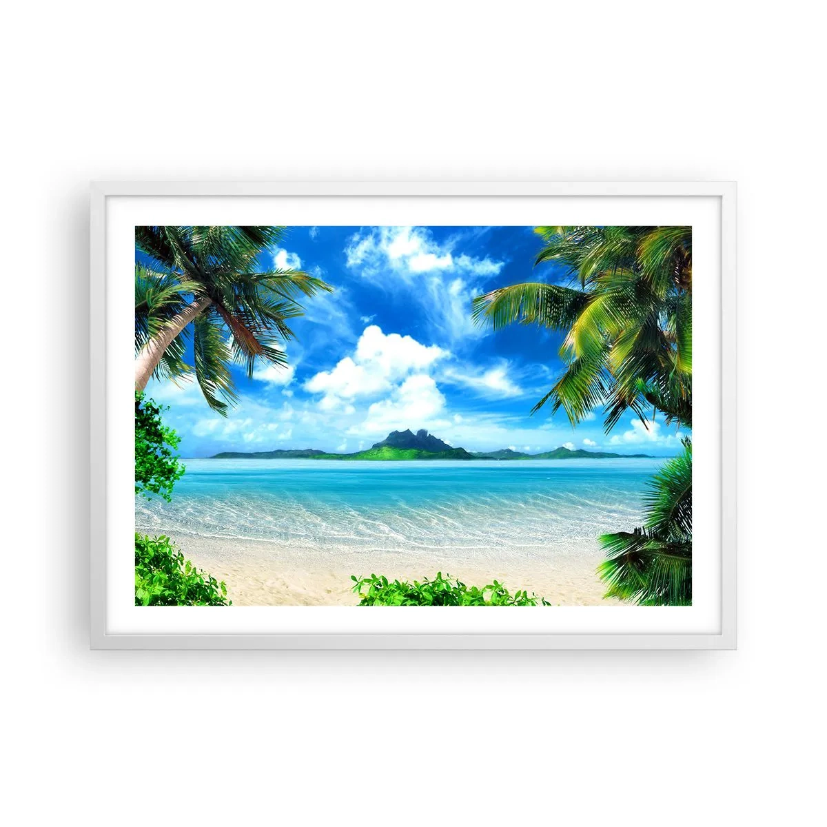 Affisch i vit ram - Tropikens azur - 70x50 cm