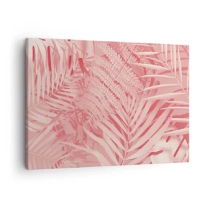 Canvastavla - Bild på duk - Rosa tropiska blad i en delikat och minimalistisk stil - 70x50cm - Rosa koncept - Modern väggdekoration för vardagsrum och sovrum ARTTOR