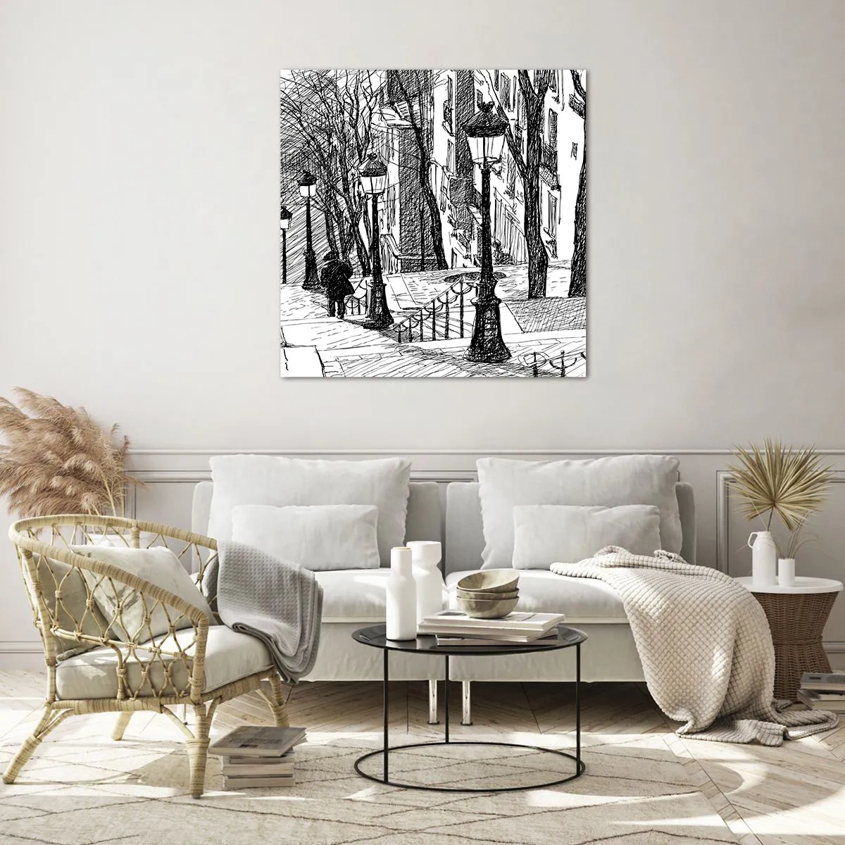 Glastavla - Bild på glas - Kärlekshistoria eller rysare? - 70x70 cm
