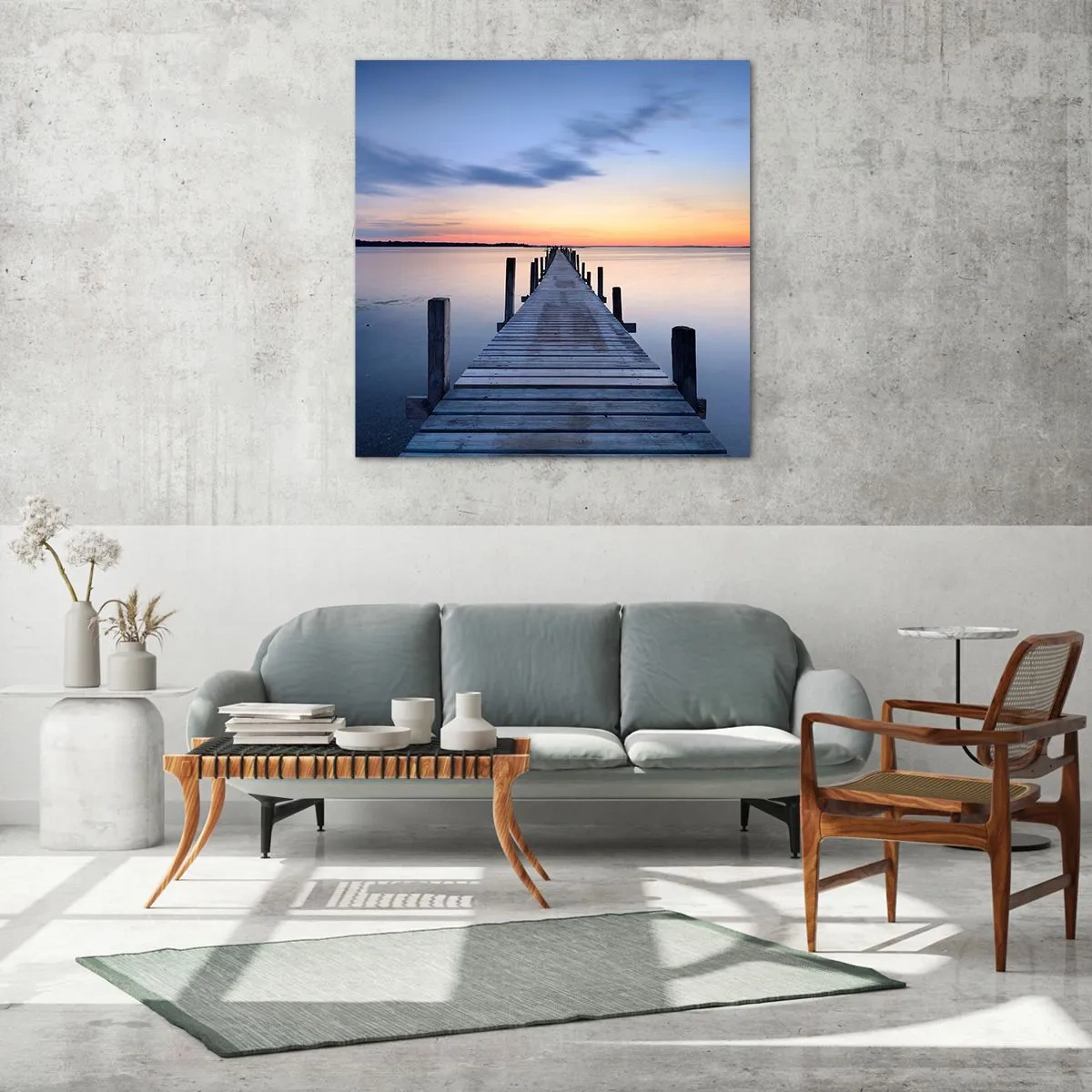 Glastavla - Bild på glas - Klara solnedgångens ro - 70x70 cm