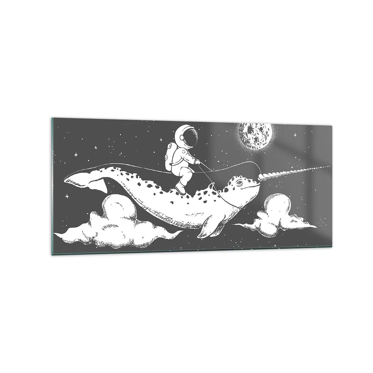 Glastavla - Bild på glas - Rymdryttare - 120x50 cm