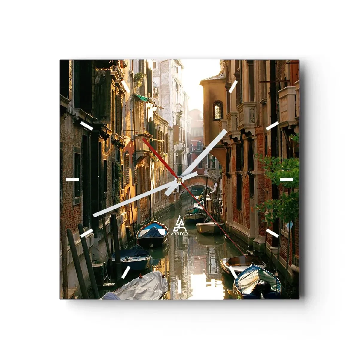 Väggklocka - Klocka på glas - På en gränd i Venedig - 40x40 cm