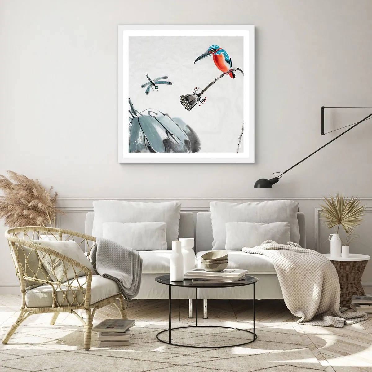 Affisch i vit ram - Ängens liv - 60x60 cm
