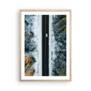 Affisch i ram av ljusek - Genom vinterskogen - 50x70 cm