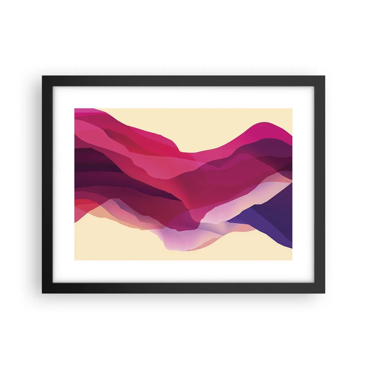 Affisch i svart ram - Purpurfärgade vågor - 40x30 cm