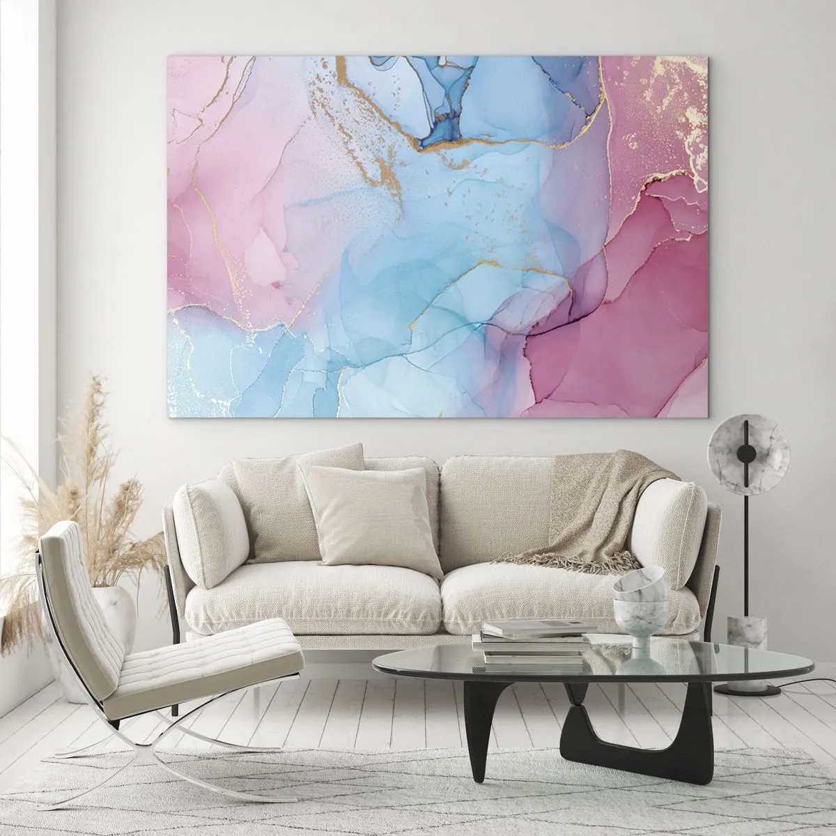 Glastavla - Bild på glas - Möte och interpenetration - 70x50cm - Möte och infiltration - Modern väggdekoration för vardagsrum och sovrum ARTTOR