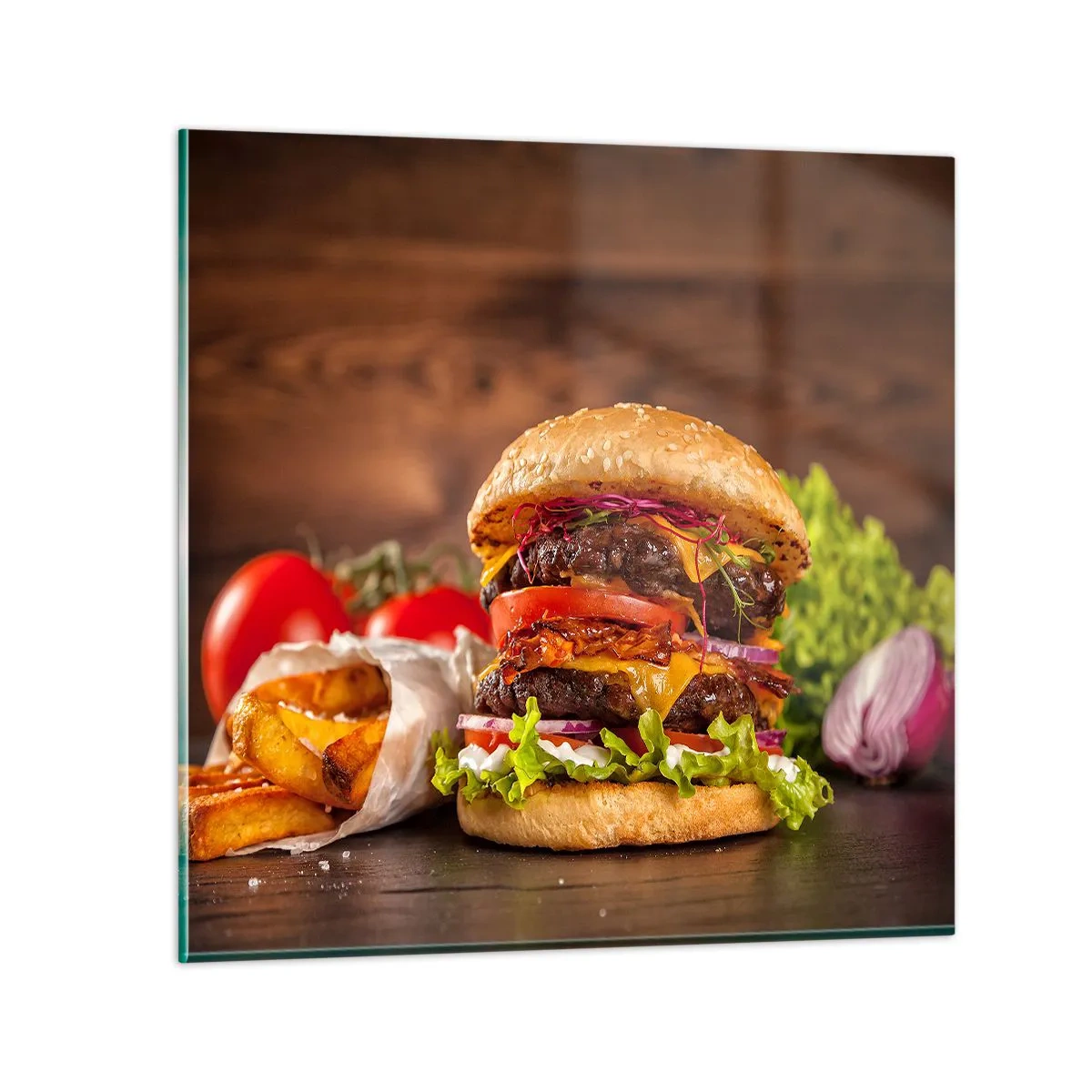 Glastavla - Bild på glas - Förbjuden frukt - 30x30 cm