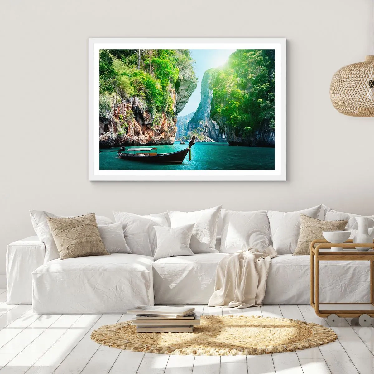 Affisch i vit ram - Inbjudan till exotisk resa - 100x70 cm