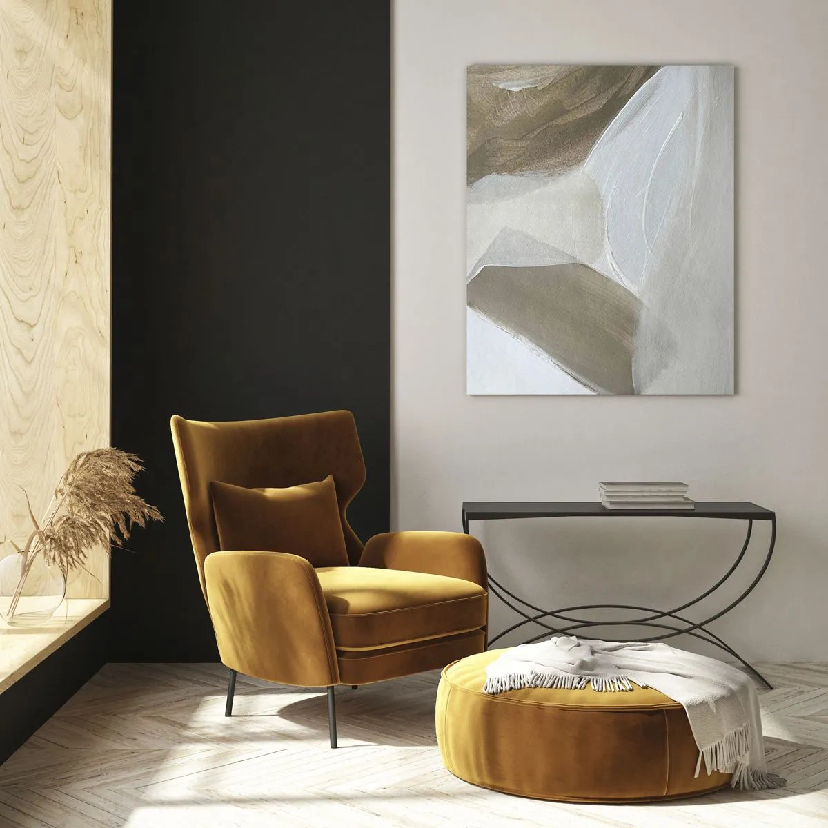 Glastavla - Bild på glas - Våg av vitt - 70x100 cm