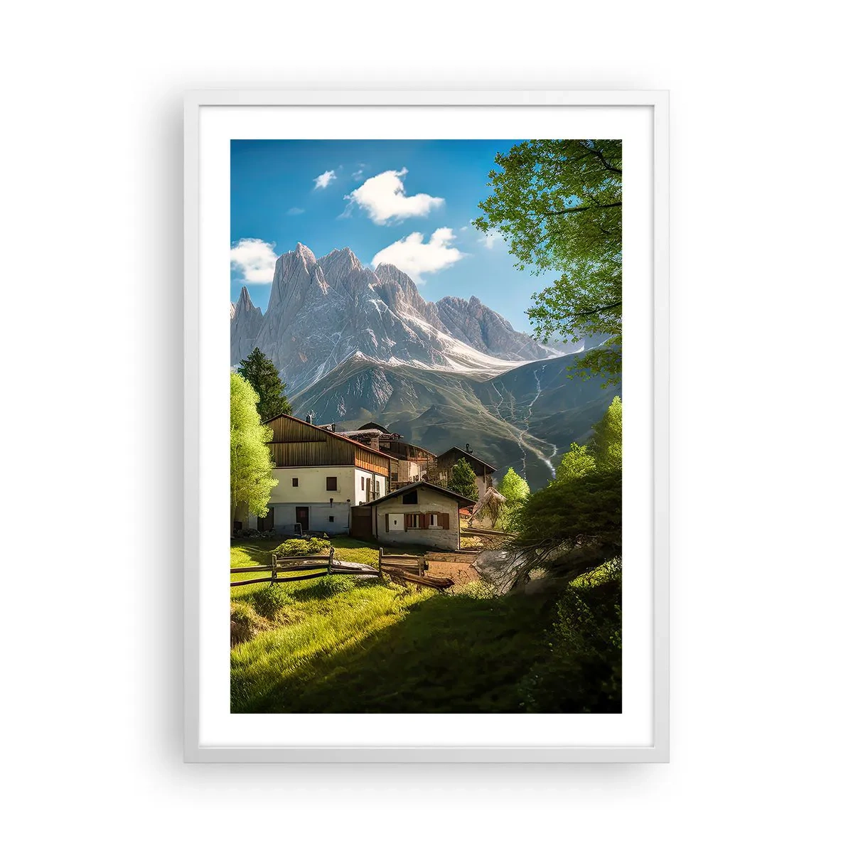 Affisch i vit ram - Alpin idyll - 50x70 cm