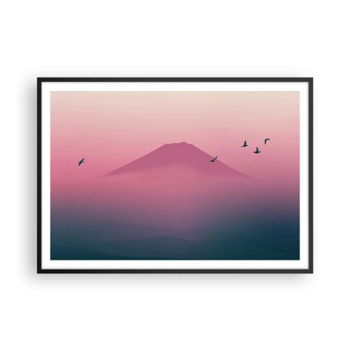 Affisch i svart ram - Vandrare över molnen - 100x70 cm