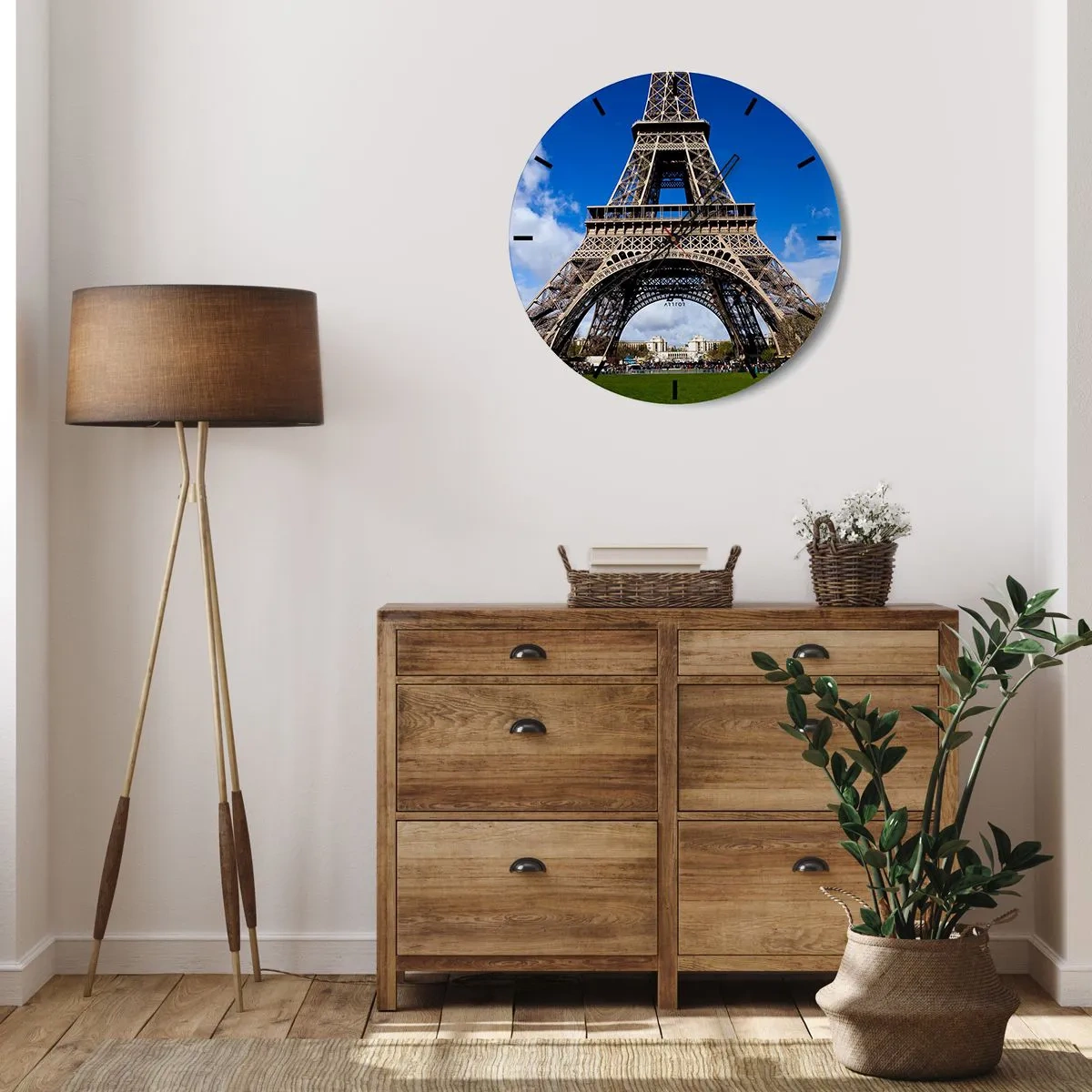 Väggklocka - Klocka på glas - Hela Paris vid dess fötter - 40x40 cm