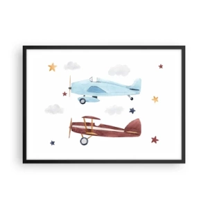 Affisch i svart ram - Herr pilot, vi väntar! - 70x50 cm