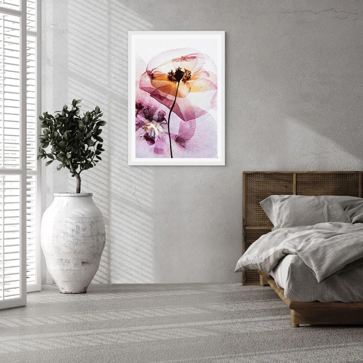 Affisch i vit ram - Blommornas transparenta kroppar - 70x100 cm