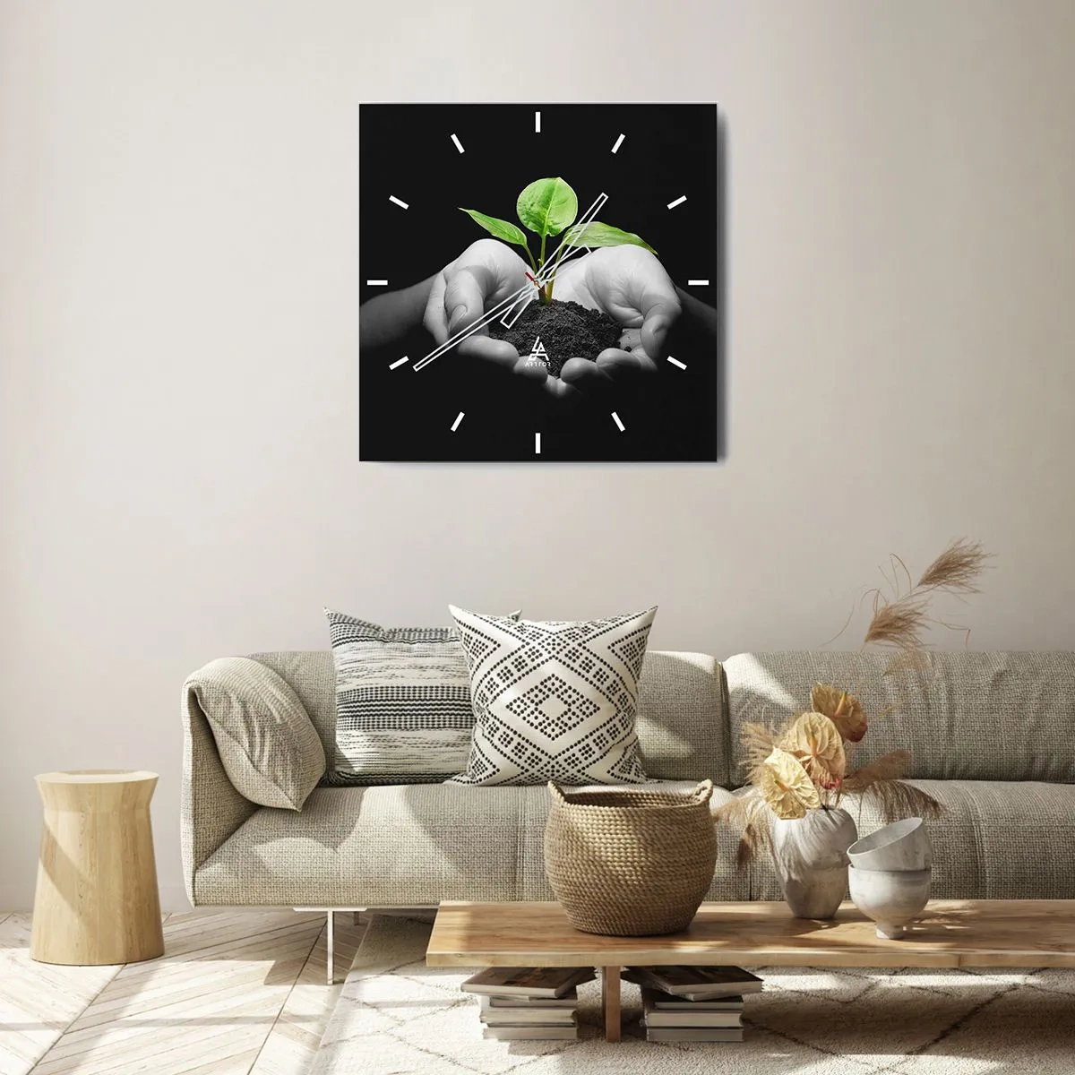 Väggklocka - Klocka på glas - Jag älskar naturen och skyddar den - 30x30 cm