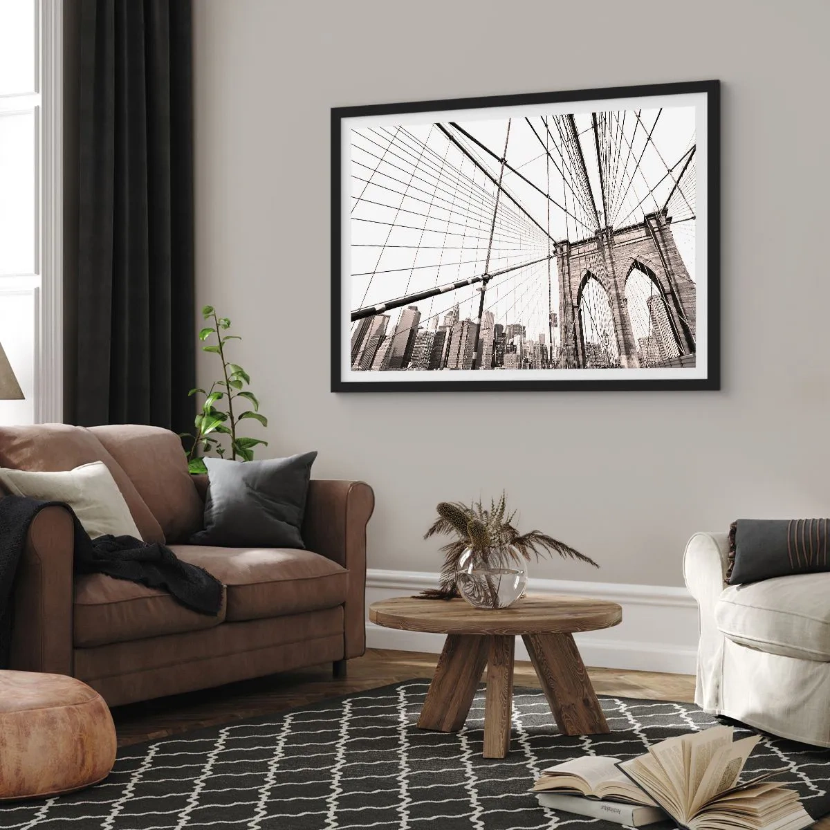 Affisch i svart ram - Domkyrkan i New York - 100x70 cm