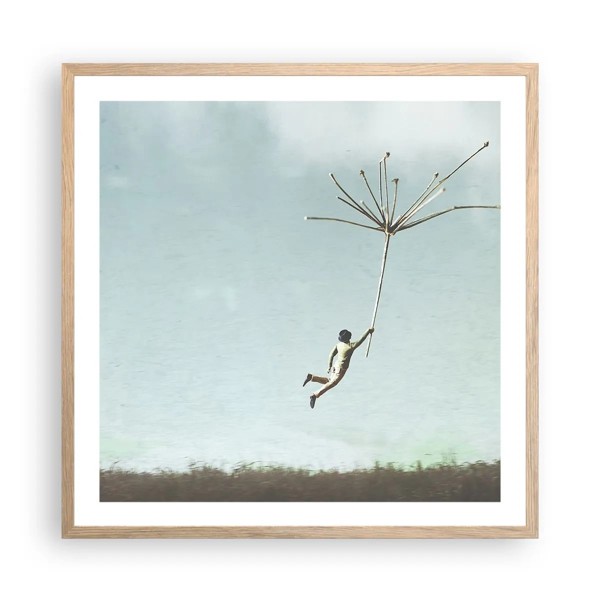 Affisch i ram av ljusek - Drakar, maskrosor, vind - 60x60 cm