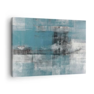 Canvastavla - Bild på duk - En abstrakt komposition i blå nyanser med textur och lager. - 70x50cm - Vatten och luft - Modern väggdekoration för vardagsrum och sovrum ARTTOR