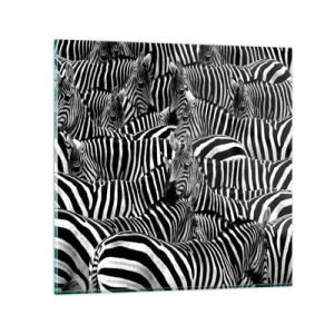 Glastavla - Bild på glas - Randig grupporträtt - 70x70 cm