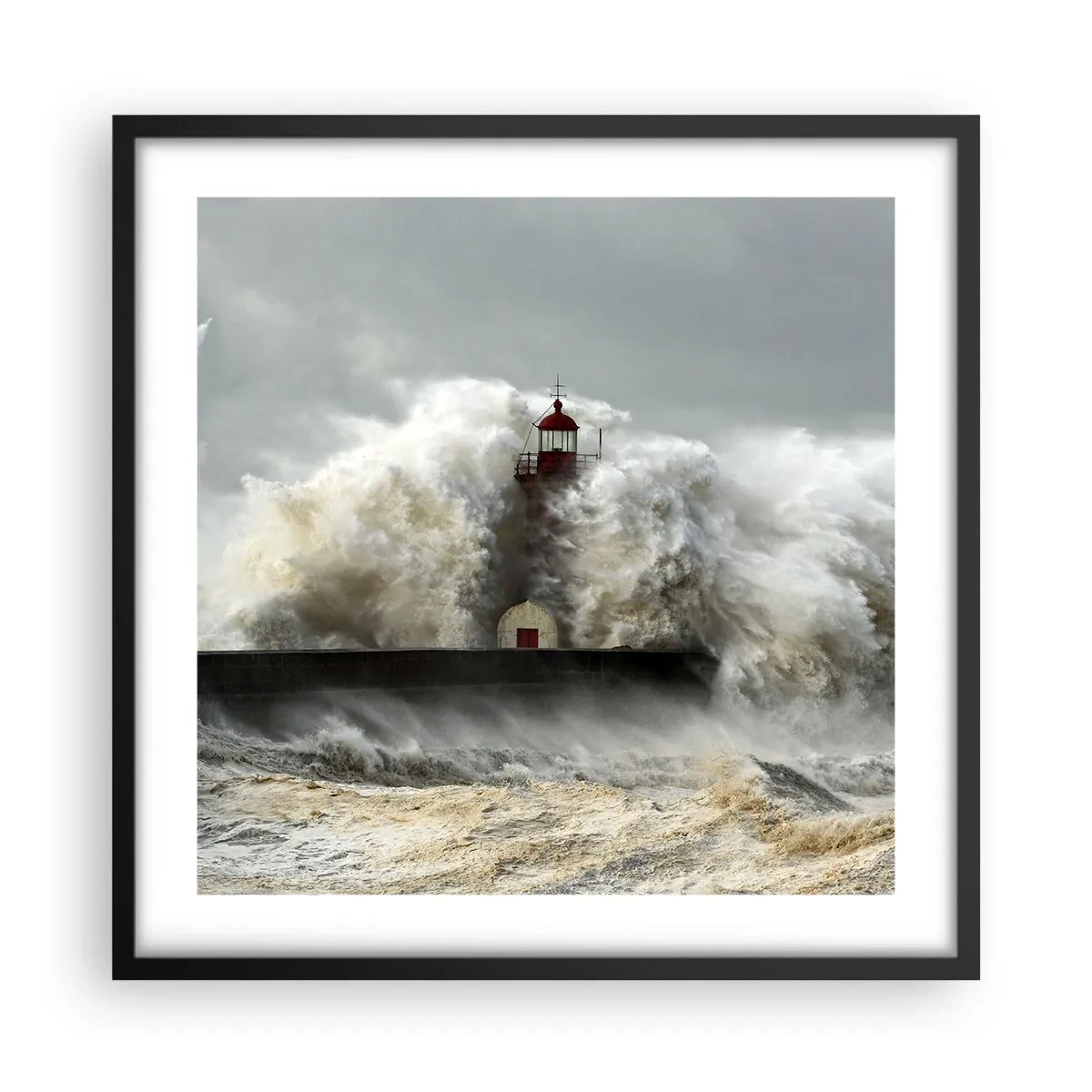Affisch i svart ram - Havets ilska - 50x50 cm