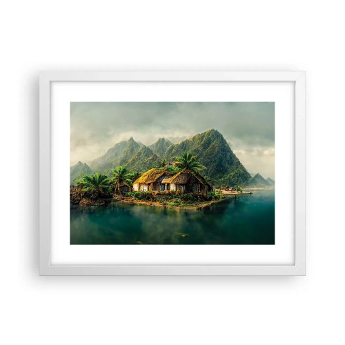 Affisch i vit ram - Tropiskt paradis - 40x30 cm