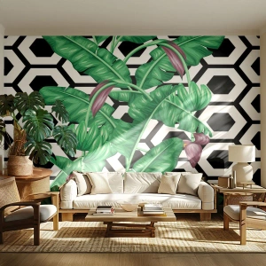 Fototapet på mått Premium Canvas - Symmetrisk komposition från naturen - Abstraktion, Blad, Blomma