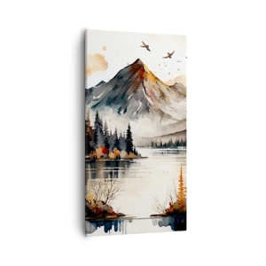 Canvastavla - Bild på duk - Gyllene höst i fjällen - 55x100 cm