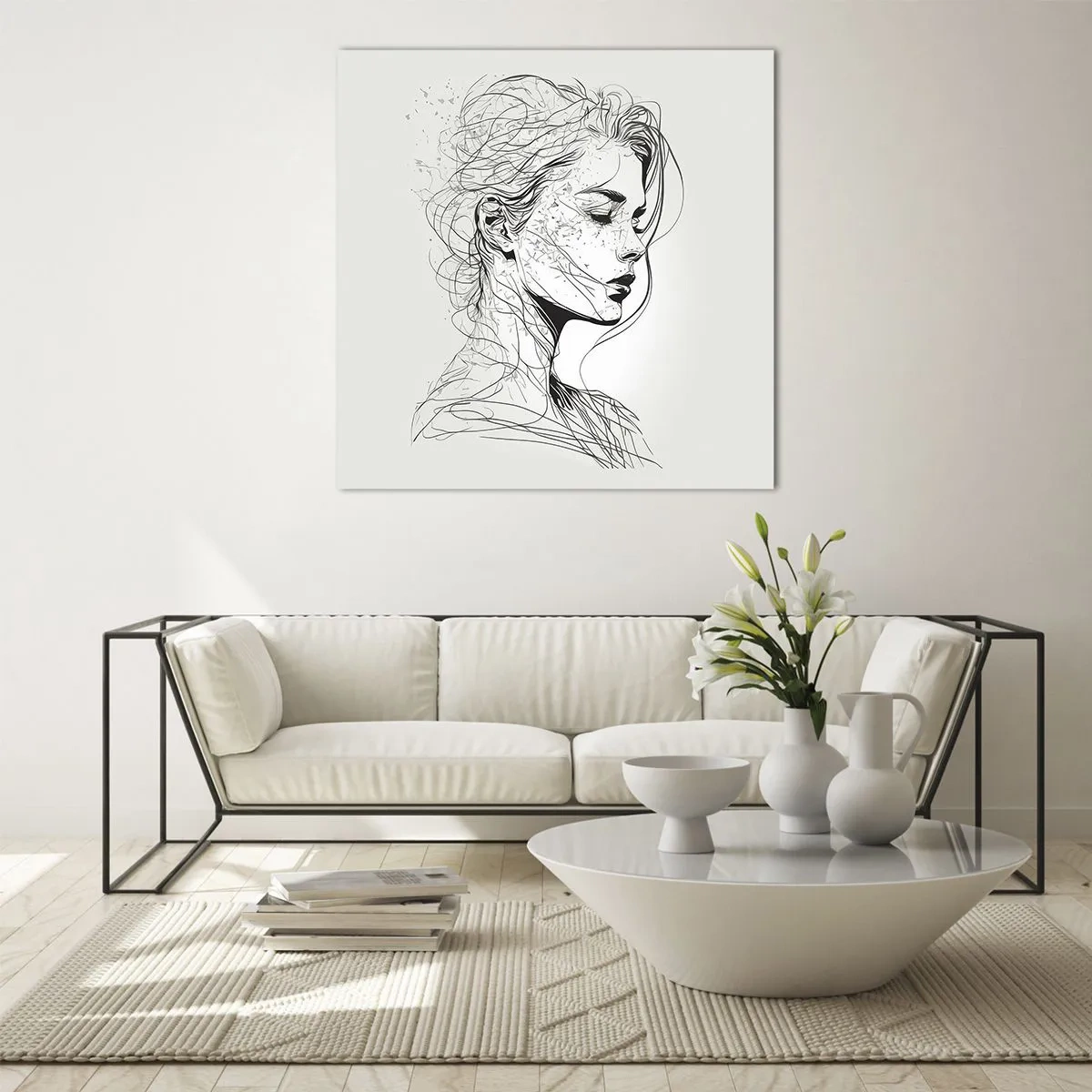 Glastavla - Bild på glas - Porträtt i drömmar - 30x30 cm